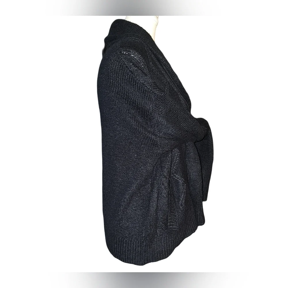 Pilcro Anthropologie Womens Black Shawl Cable-knit Button Cardigan Size Small - Picture 6 of 16